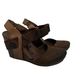 Otbt Rexburg Brown & Camo Wedge Pumps Size 7.5